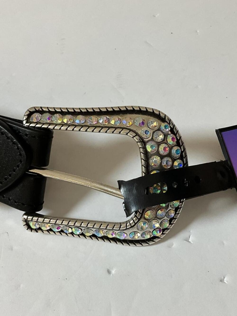 Cowgirl Rock Black Belt with Rhinestone Buckle